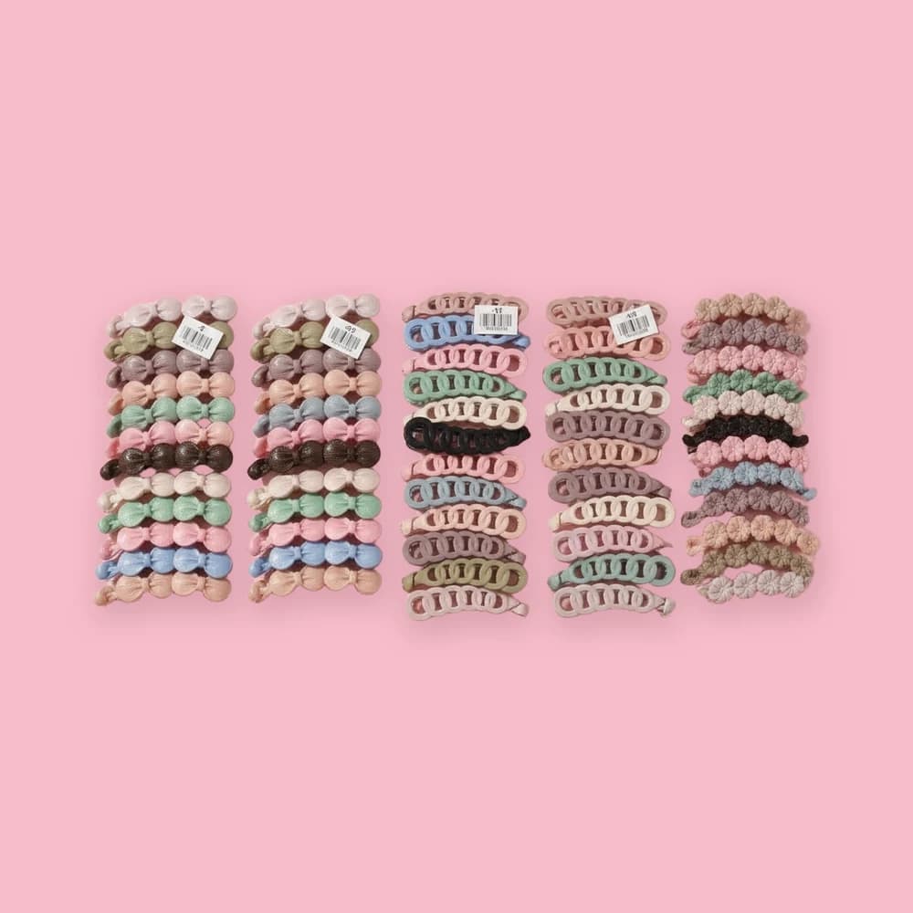 Cartela de elásticos de cabelo