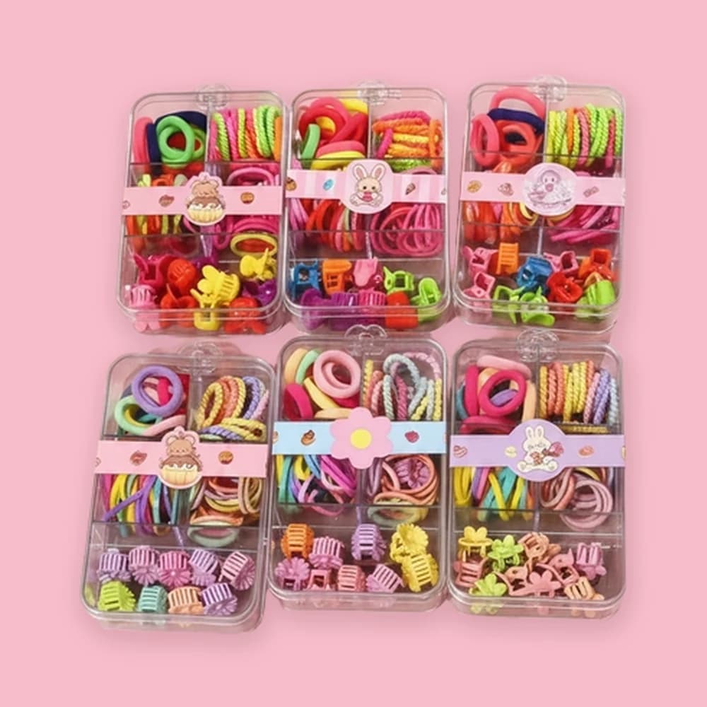 Kit organizador com elásticos e presilhas infantis